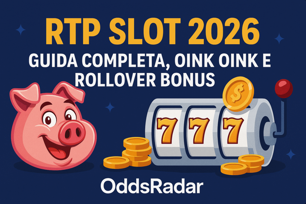 RTP slot spiegato: slot con RTP alto, rollover bonus e esempio Oink Oink Oink